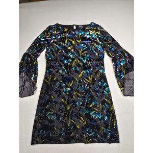 The Limited Collection Floral Velvet Shift Dress Bell Sleeves Size L Whimsigoth